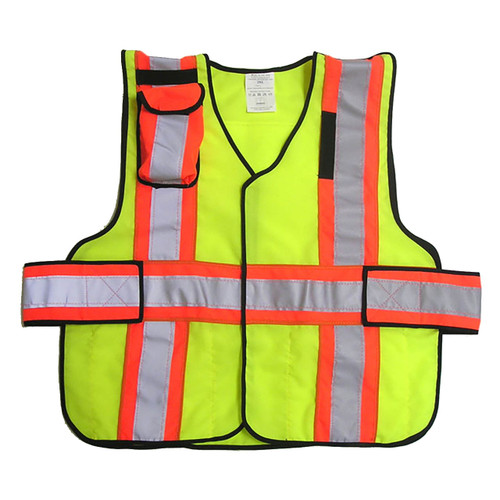 343 Fire V12-P Premium High Contrast FR 5-Point Break-Away Vests, Safety Yellow w/Orange & Silver Striping