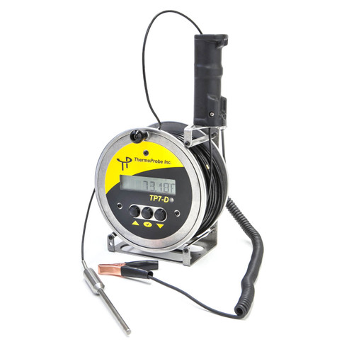 ThermoProbe TP7-D Thermometer w/Spool-Type 82 ft. Cable & Extra Weight  Probe, Markers at 1 Meter Intervals