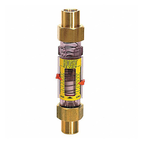 Badger Meter Hedland Variable Area EZ-View Oil Flow Meter, Polysulfone Body, 1/2 in. Female NPTF Swivel Brass Fitting