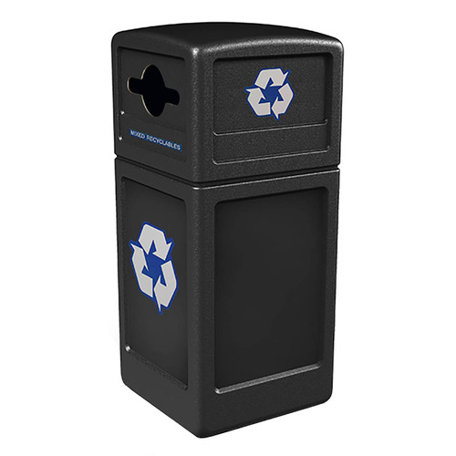 Commercial Zone Polytec™ 42 Gallon Square Recycling Container w/Dome Lid & Mixed-Recycling Opening