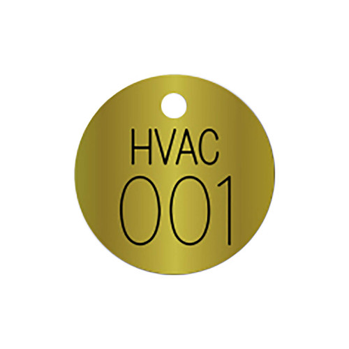 Marking Services BVT "HVAC" Round Brass Valve Tags, w/Top Hole Mount, Priced Each