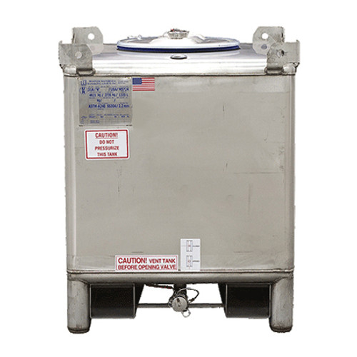 Snyder Industries 450 Gallon LiquiTote Stainless Steel IBC Tank, Side Drain