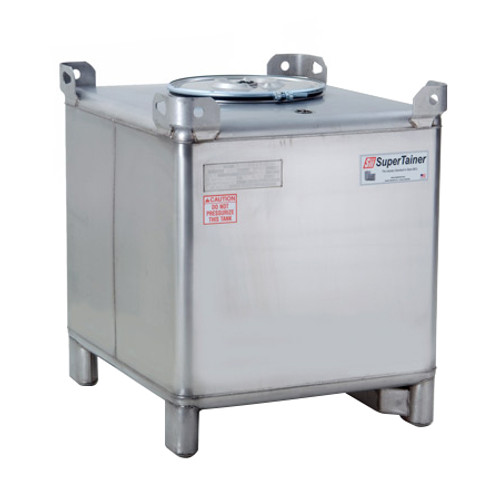 Snyder Industries 180 Gallon Supertainer Stainless Steel IBC Tote, Side Offset Outlet