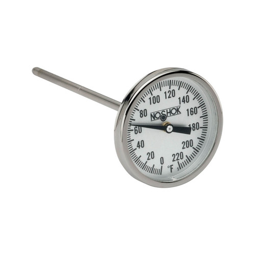 NOSHOK 100 Series 2 in. Dial Bimetal Thermometer w/ 1/4 in. NPT Back Mount, 6 in. L Stem, 50 ° to 500° F