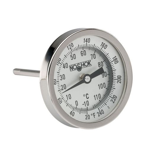 NOSHOK 100 Series 3 in. Dial Bimetal Thermometers w/ 1/2 in. NPT Back Mount, 4 in. L Stem