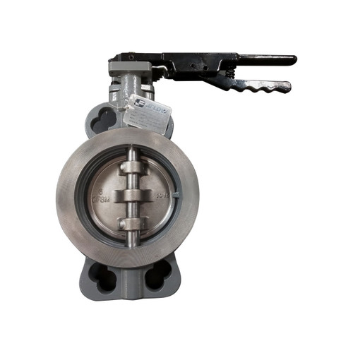 J-Flow Controls C-8224BCCCW110 ANSI 150# 6 in. Wafer Style Stainless Steel Disc High Performance Carbon Steel Butterfly Valve