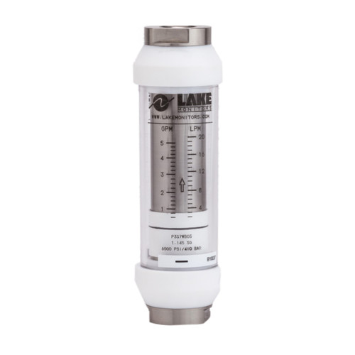 AW-Lake H4A6HC05 3/4 in. - 1 in. Port 3/4 in. NPTF High Temperature Flow Meter - Aluminum, 0.5 to 5 GPM