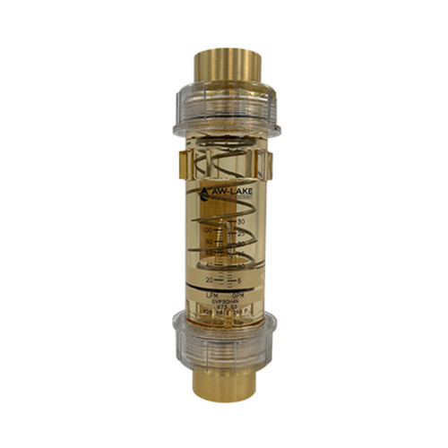 AW-Lake CV-P05-W3N 1/2 in. Port NPTF (Brass) Clearview Value Flow Meter - Polysulfone, 0.5 - 5 GPM