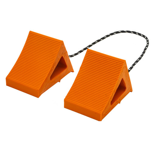 Elasco 7 in. Wheel Chocks with Eye Hook and Rope, Orange