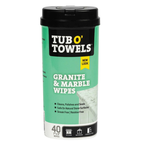 Gasoila Tub O' Towels Granite & Marble Wipes, 40 Wipe Canister