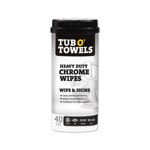 Gasoila Tub O' Towels Chrome & Wheels Wipes, 40 Wipe Canister