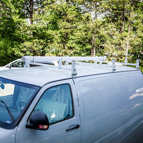 Buyers Products 1501310 White Van Ladder Rack Set, 2 Bars & 2 Clamps ...