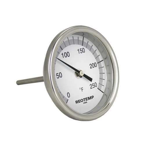 Reotemp Back Connect Bimetal Thermometer - 3 in. Dial