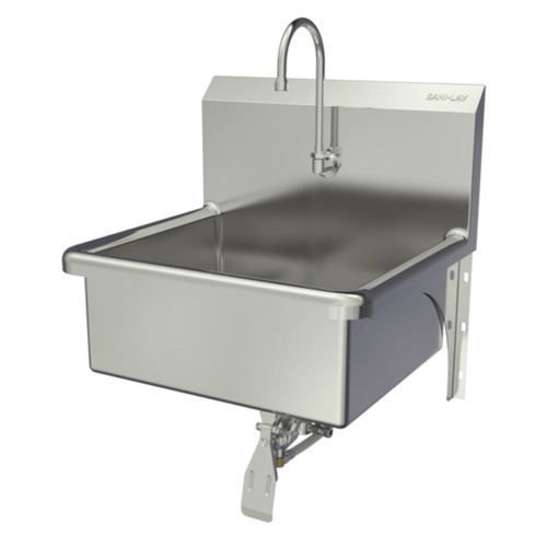 Sani-lav 5041 Hands-Free Wall Mount Stainless Steel Sink - Single Knee Pedal Valve