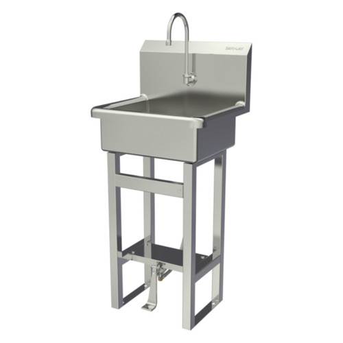 SANI-LAV 7251 Hands-Free Floor Mount Stainless Steel Sink - Single Foot Pedal Valve, 2.0 GPM