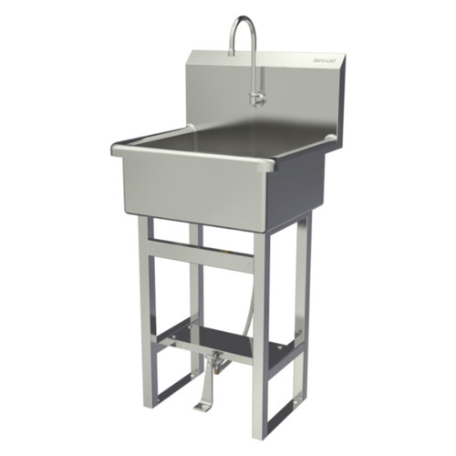 Sani-lav 5241 Hands-Free Floor Mount Stainless Steel Sink - Single Foot Pedal Valve