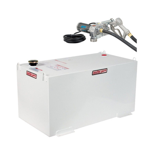 Weather Guard 358-3-02 100 Gallon Rectangular Steel Fuel Transfer Tank w/ GPI M-150S-EM 12V DC 15 GPM Fuel Transfer Pump Kit