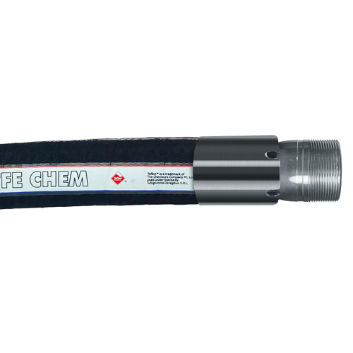 Tudertechnica Tufluor® White PTFE Chem 1/2 in. 250 PSI Chemical Suction & Delivery Hose Assemblies w/ Stainless Steel Male NPT Ends