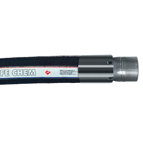 Tudertechnica Tufluor® Black PTFE Chem Full Conductive 3/4 in. 250 PSI Chemical Suction & Delivery Hose Assemblies w/ Stainless Steel Male NPT Ends