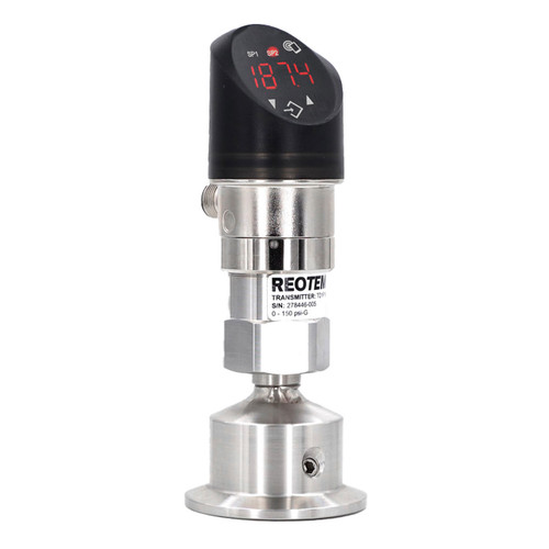 Reotemp TSTDS Industrial Sanitary Pressure Transmitter & Switch W/ Display & 2 In. Tri-Clamp, M12