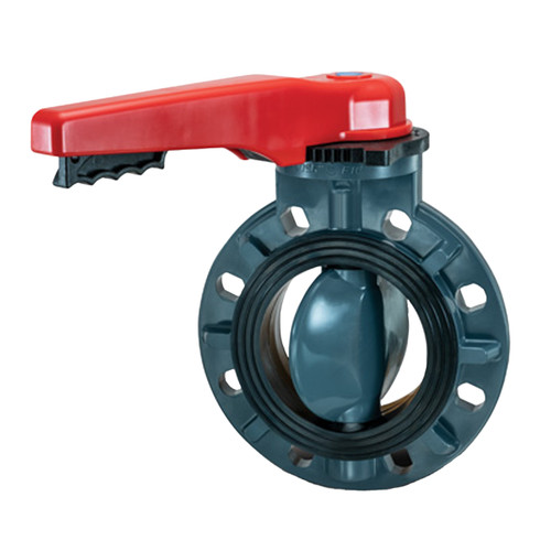 Chemline Plastics Type 58 Lever Operated Butterfly Valve, PP Body / PVDF Disc, FKM Seat