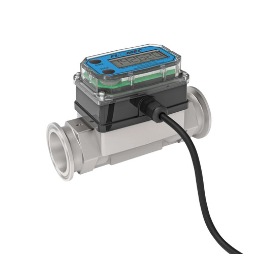 GPI G2S10T42GMX 1 in. NPT Industrial Stainless Steel Turbine Flow Meter w/ LCD Display, Pulse Out, 4-20mA - 1 1/2 in. Tri-Clamp Ends