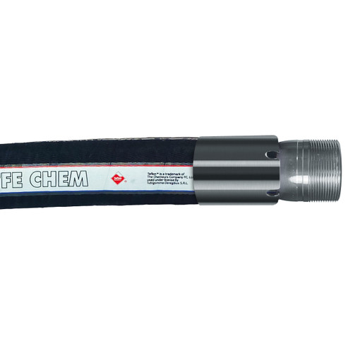 Tudertechnica Tufluor® Black PTFE Chem Full Conductive 3 in. 250 PSI Chemical Suction & Delivery Hose Assemblies w/ Stainless Steel Male NPT Ends