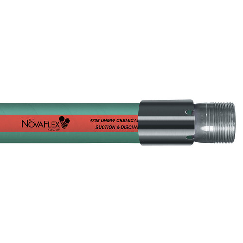 Novaflex 4705 1 in. 200 PSI UHMW Crush Resistant Chemical Suction & Discharge Hose w/ Stainless Steel Male NPT Ends