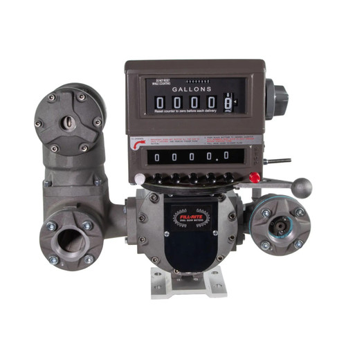 Fill-Rite TS15AV13ATCBMXAS4N 1 1/2 in. NPT Oval Gear Meter w/ Mechanical Register, Strainer, Air Eliminator, 2-stage Preset Counter and Valve