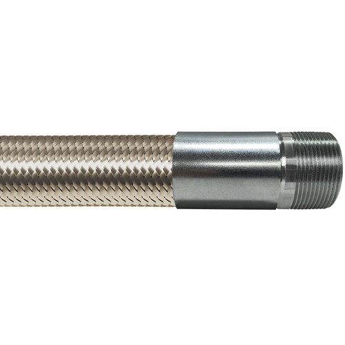 Resistoflex 1 in. Convoluted PTFE Stainless Steel Braid Chemical Hose Assembly w/ Stainless Steel Male NPT Ends