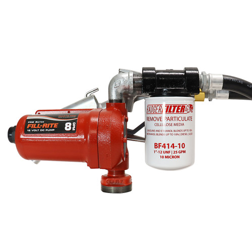 Fill-Rite FR8-PX 12V DC Fuel Transfer Pump w/ Manual Nozzle and Filter - 8 GPM