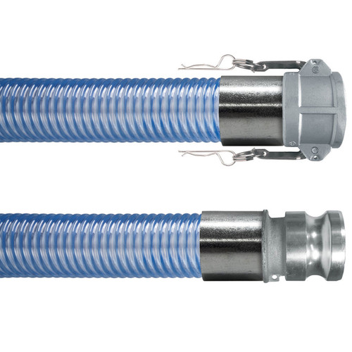 Kuriyama Tigerflex WT 2 in. Heavy-Duty PVC Food Grade Hose w/ Stainless Steel Female Coupler x Male Adapter Ends