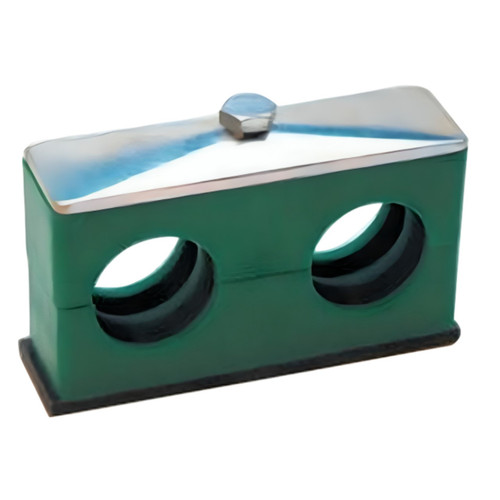 PCI BAT5-42.4-A 1.67 in. Diameter Twin Polypropylene Hydraulic Pipe Clamp - Weld Plate, Cover Plate, Bolts, Black Finish