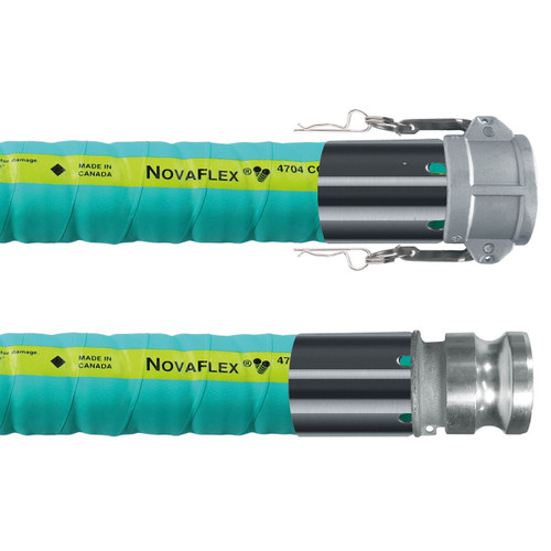 Novaflex 4704 2 in. Corrugated UHMW Chemical Suction & Discharge Hose w/ Stainless Steel Female Coupler x Male Adapter Ends