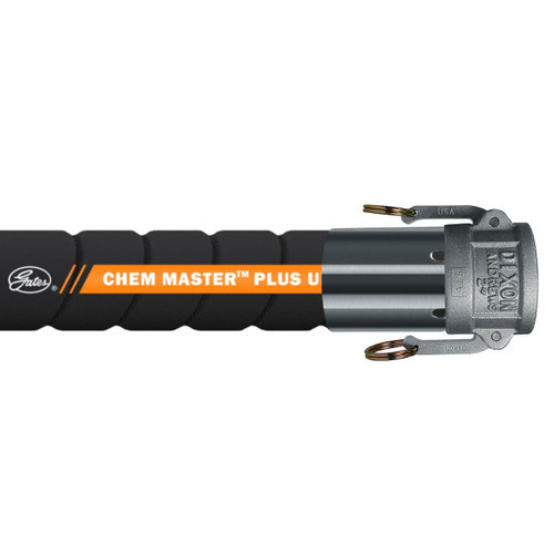 Gates 1 1/2 in. Chem Master Plus XLPE 200 PSI SD Black Chemical Hose w/ Stainless C x C Ends