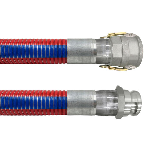 U.S. Hose Chemiflex 2 in. Red Composite Transfer Hose w/ Stainless Steel Female Coupler x Male Adapter Ends