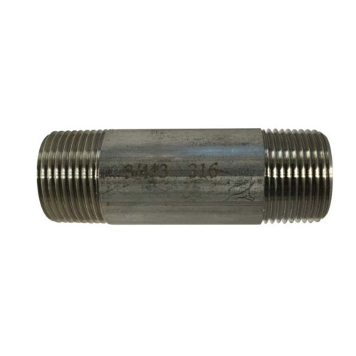 Midland Industries 48086 4 in. L Welded Pipe Nipple, Stainless Steel SCH 40, 3/4 in. MPT