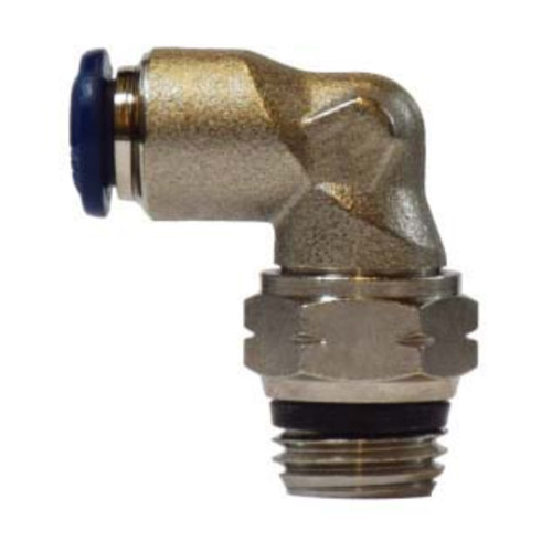 Midland Industries 20081N 90° Push-to-Connect Swivel Male Elbow, 1/4 in. PTC x 1/8 in. Male Global Thread, Brass & Nickel-Plated