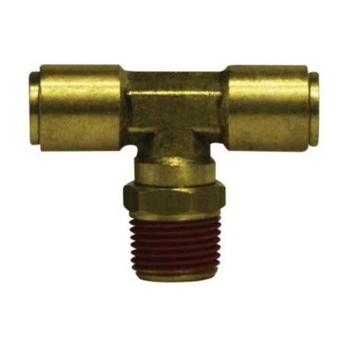 Midland Industries 720604S Brass D.O.T. Push-to-Connect Male Swivel Branch Tee, 3/8 in. PTC x 3/8 in. PTC x 1/4 in. MNPT
