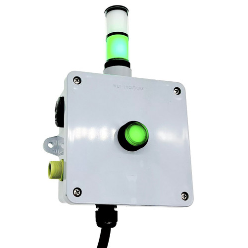 Gizmo Engineering AB-3-LK AC Powered Alarm Box with Leak Sensor W/ Relay Output, On Drop Cord, Stack Light