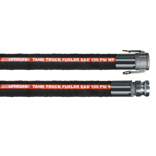 BadgerFlex 1 1/2 in. Fuel Transfer Hose Assembly w/ Part C Female Coupler x Part E Male Adapter Ends - Black