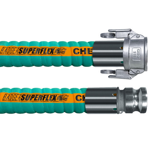 BadgerFlex 2 in. Chemical Hose Assemblies w/ SS Auto Lock Part C Female Coupler x Part E Male Adapter Ends - Green