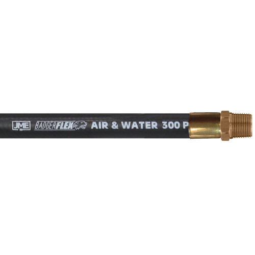 BadgerFlex 3/8 in. Air & Water Hose Assembly w/ Crimped Male NPT Ends - Black