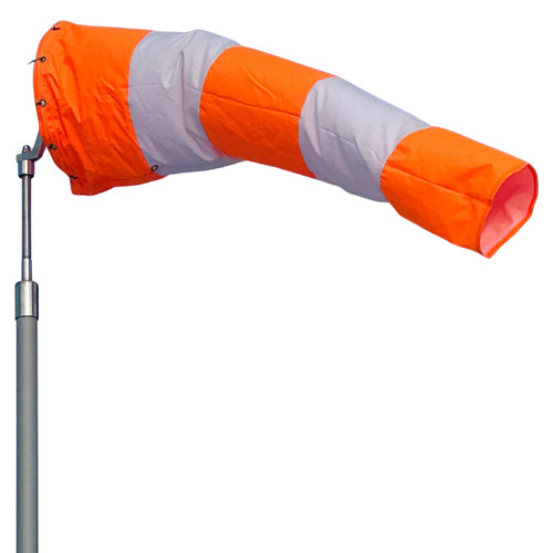 Custom Windsock VAR36144 Orange and White Airport Windsock- 36 ft. x 144 ft. - FAA Compliant