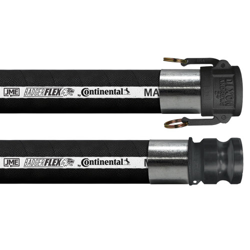 BadgerFlex 4 in. Black Softwall Hose Assemblies w/ Part C Female Coupler x Part E Male Adapter Ends - 50 PSI