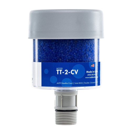 TTI PowerBreather TT-2-CV 1 in. Sure Fit (NPT, BSPT, NPSM) Desiccant Breather w/ Check Valve, 4.10 in. W x 6.11 in. H, Blue Silica Gel