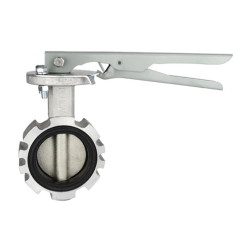 Pelican V-200-A-AL-DI-BN-03-HKPC-10 3 in. Aluminum Butterfly Valve, SS Stem & Iron Disc, 10 Position Steel Handle, Black Nitrile Seat
