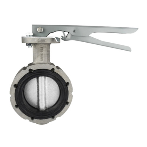 Pelican V-200-A-AL-DI-BN-04A-HKPC-10 4 in. Aluminum Butterfly Valve w/ SS Stem & Ductile Iron Disc, 10 Position Steel Handle, Black Nitrile Seat