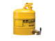 Justrite Laboratory 5 Gal Steel Safety Shelf Gas Can w/ 08902 Faucet (Yellow)