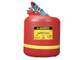 Justrite Nonmetallic Type I Cans for Flammables - Round Safety Can - 2.5 Gallon - Red